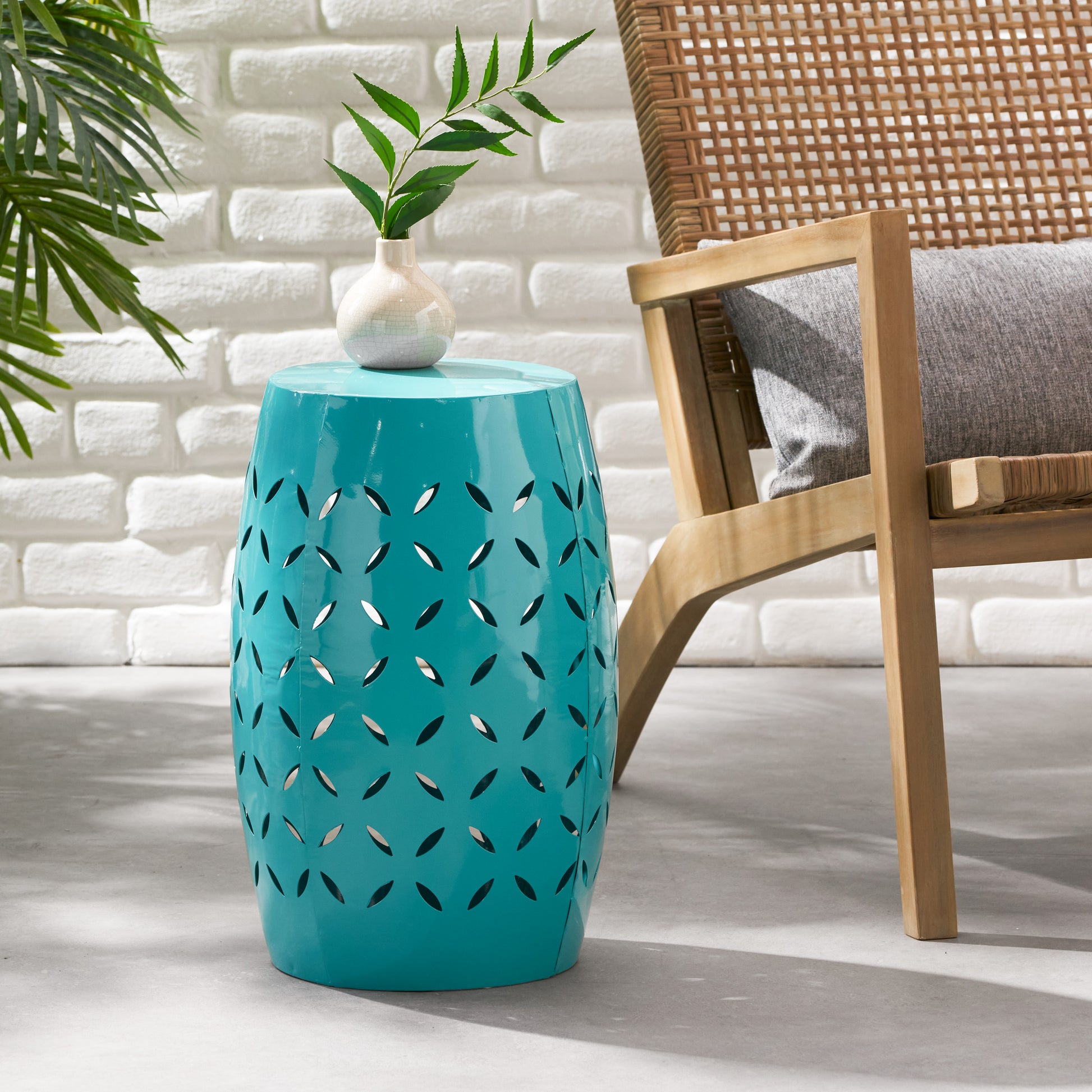 Lilac 12" Side Table Teal Teal Iron