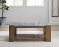 Libby Sintered Stone Coffee Table With Casters Brown Brown Wood