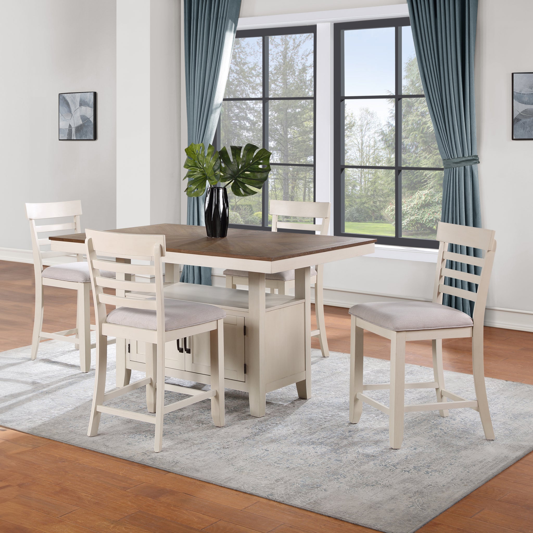 Hyland 5 Piece Dining Set Brown Beige Wood