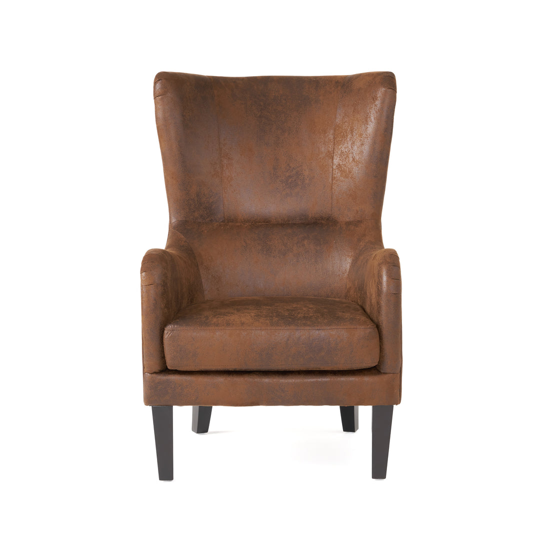 Hi Back Studded Chair,Arm Chair,Living Room, Study And Bedroom Brown Fabric