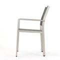 Cape Coral Outdoor Wicker Dining Chairs With Aluminum Frames, 2 Pcs Set, Grey Grey Aluminium