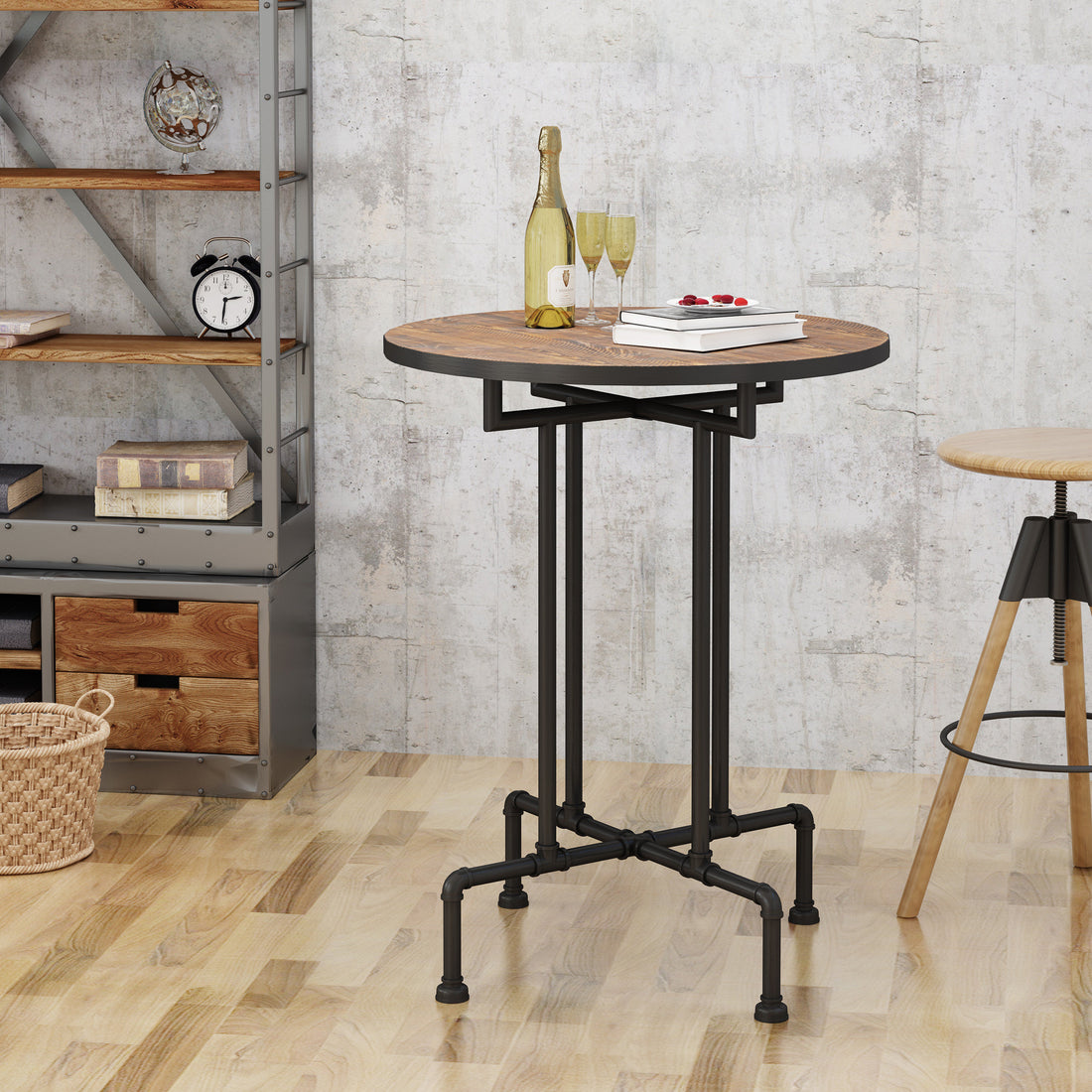 Bar Table Brown Black Mdf