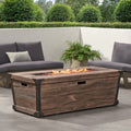 Outdoor Patio Concrete Fire Table, Rectangle Gas Burning 56 Inch Fire Pit 50,000 Btu, Wood Pattern Fire Table, Brown Tank Cover Not Included Brown Garden & Outdoor Magnesium Oxide