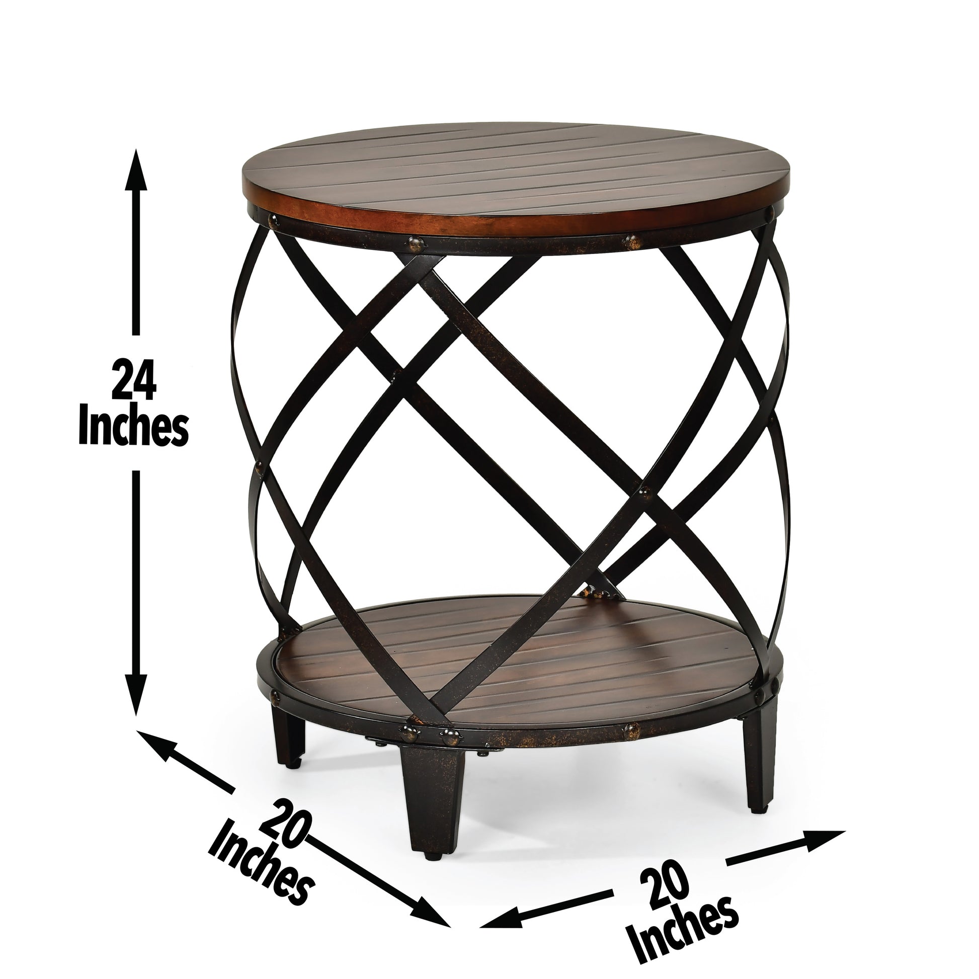 Winston Round End Table Brown Brown Iron