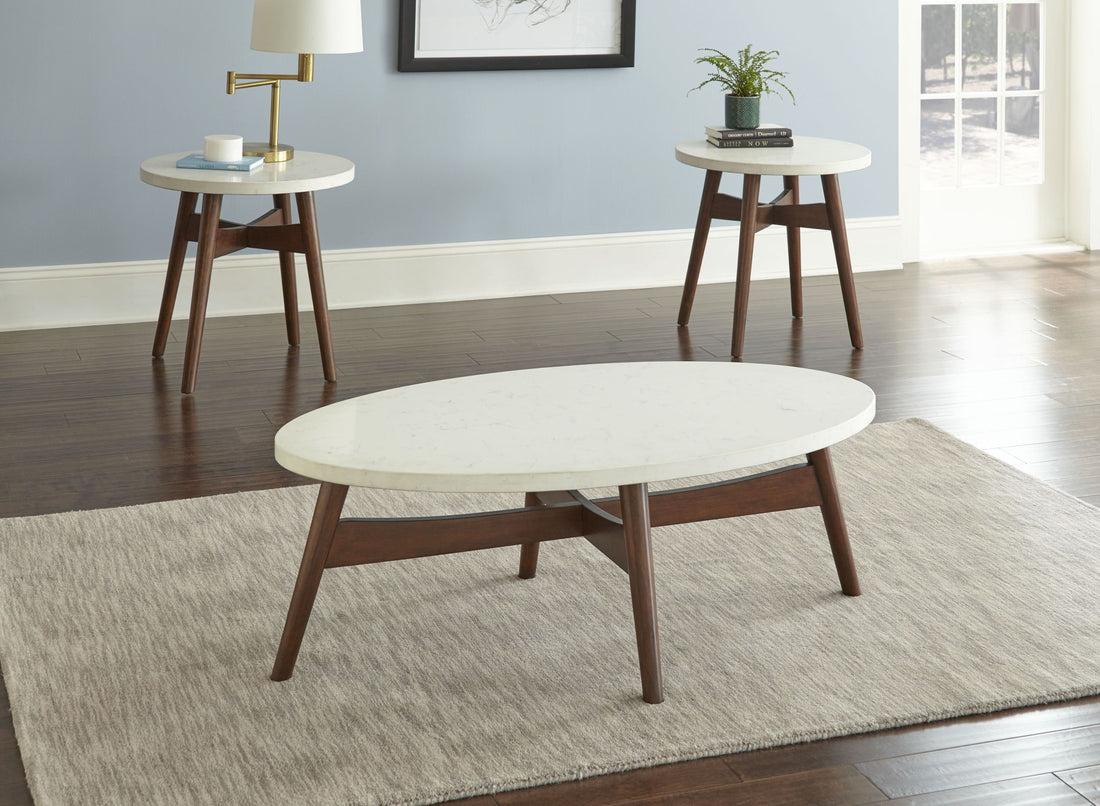 Serena 3 Piece Table Set White White Wood