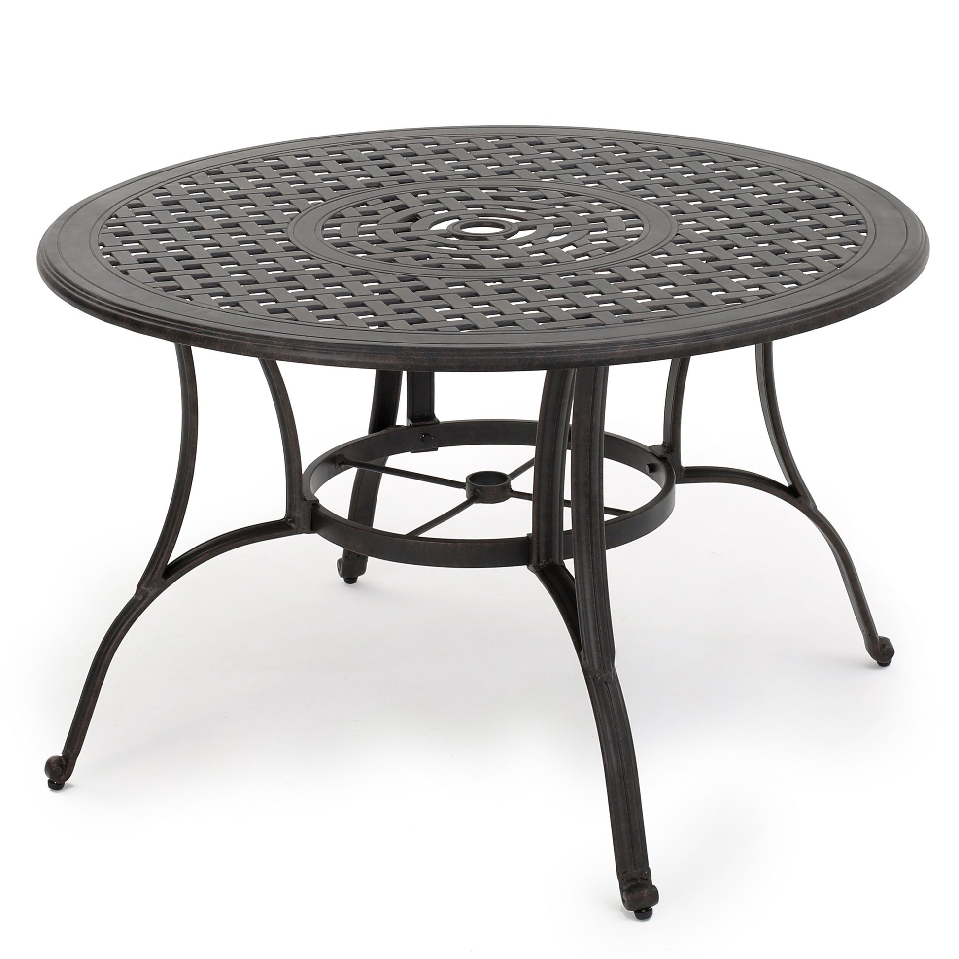 Outdoor Cast Aluminum Circular Dining Table, Bronze Bronze Aluminium