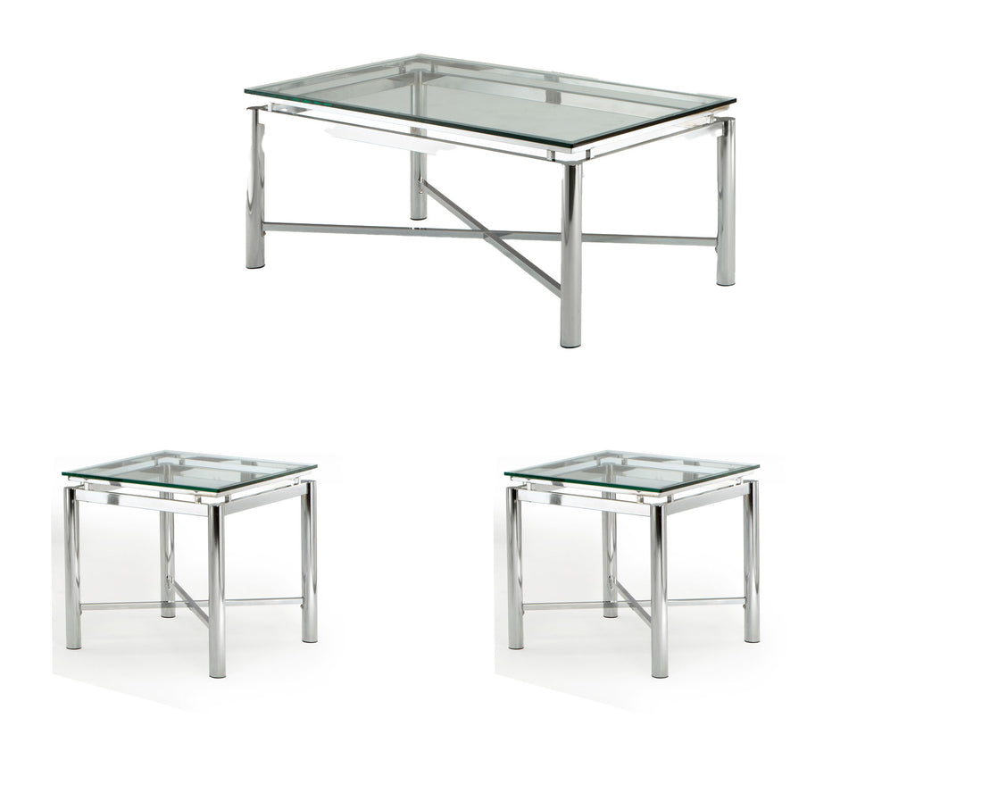 Nova 3 Piece Occasional Table Set Gray Gray Stainless Steel