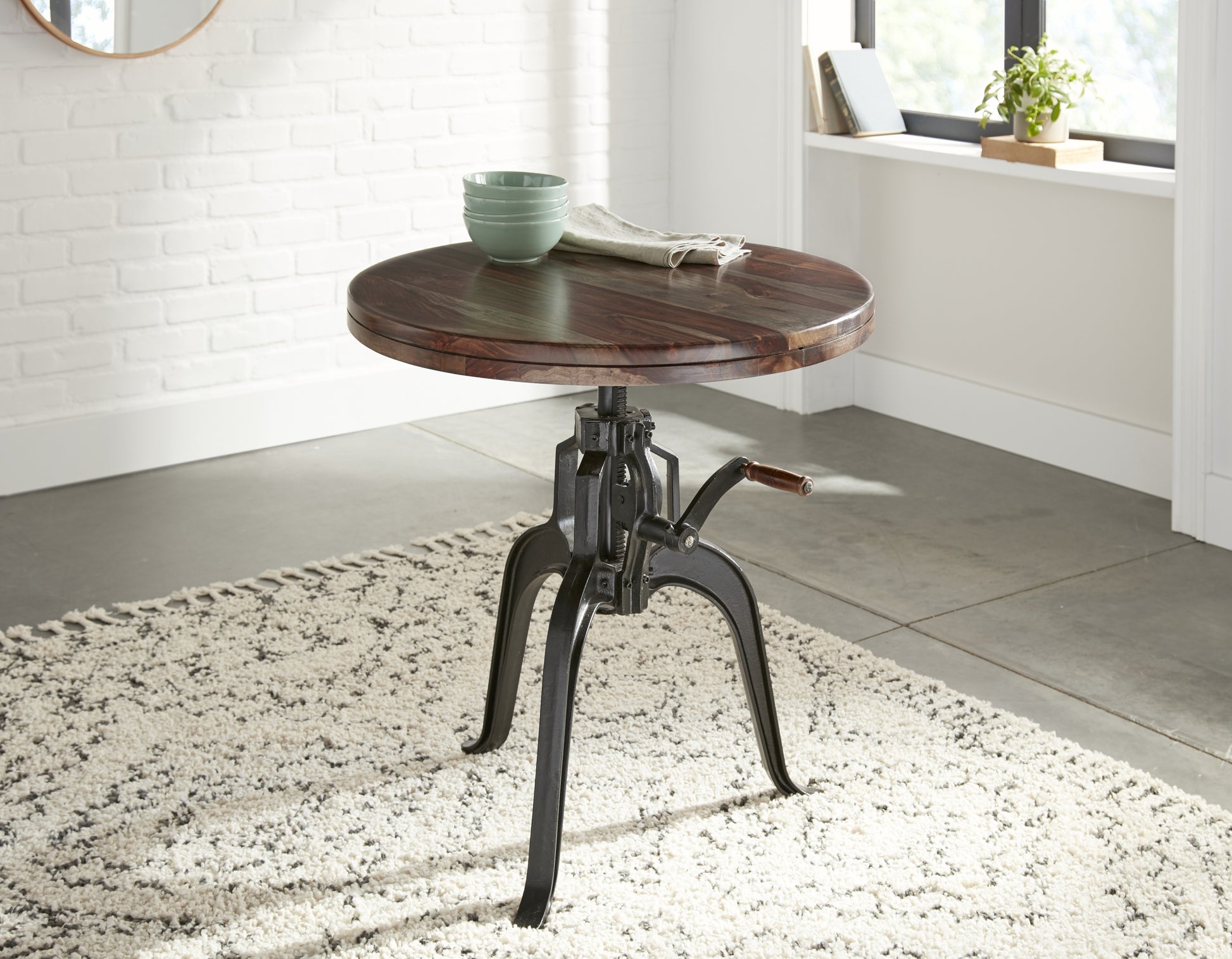 Sparrow Round Crank Table Dark Brown Dark Brown Iron