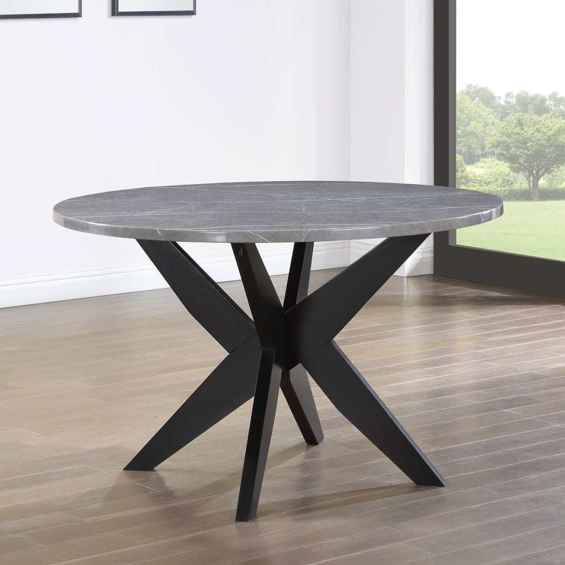 Amy Round Faux Marble Dining Table Gray Gray Wood