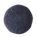 Yuny Knitted Cotton 20 X 20 Round Pouf Navy Cotton