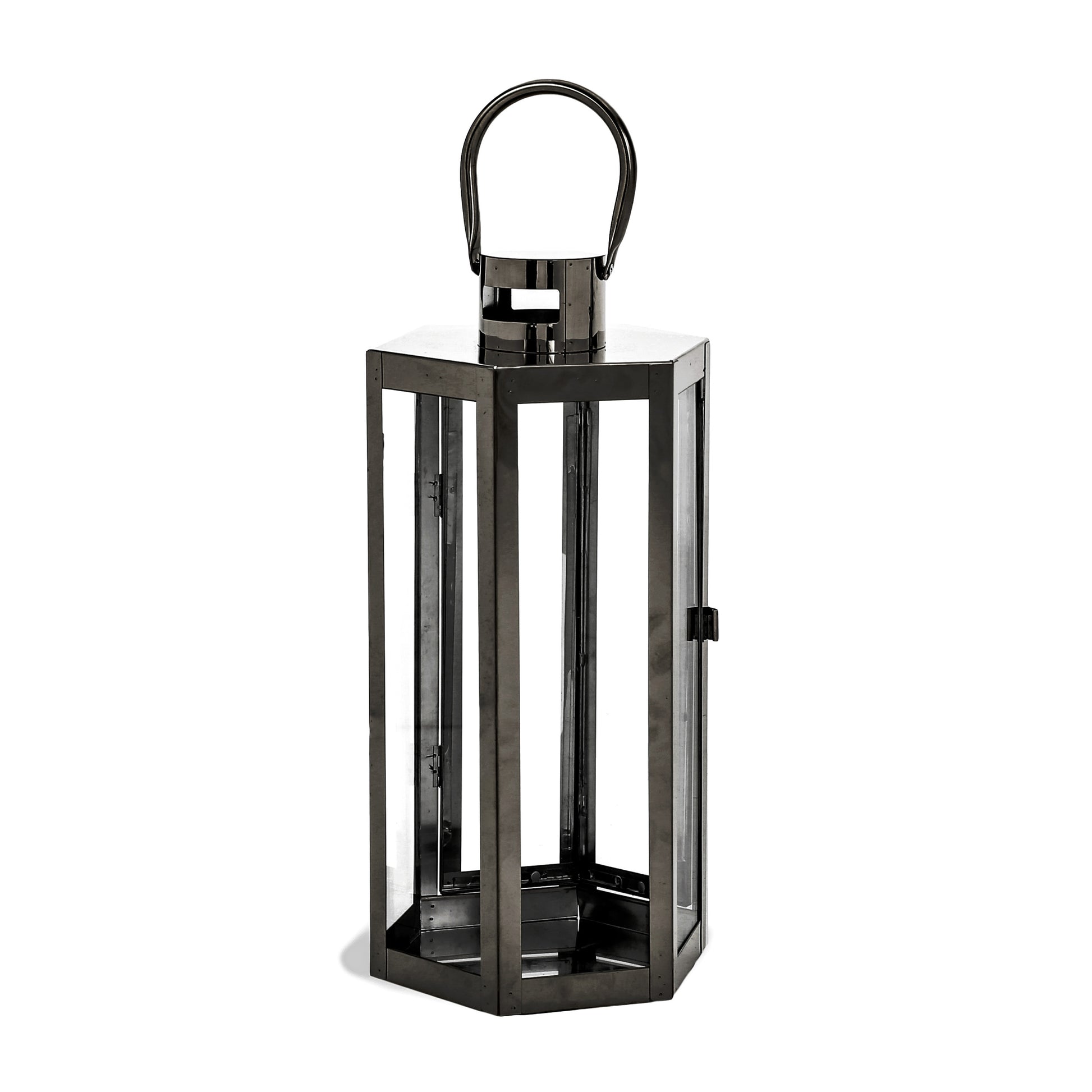 Frank 16"H Stainless Steel Lantern Black Stainless Steel