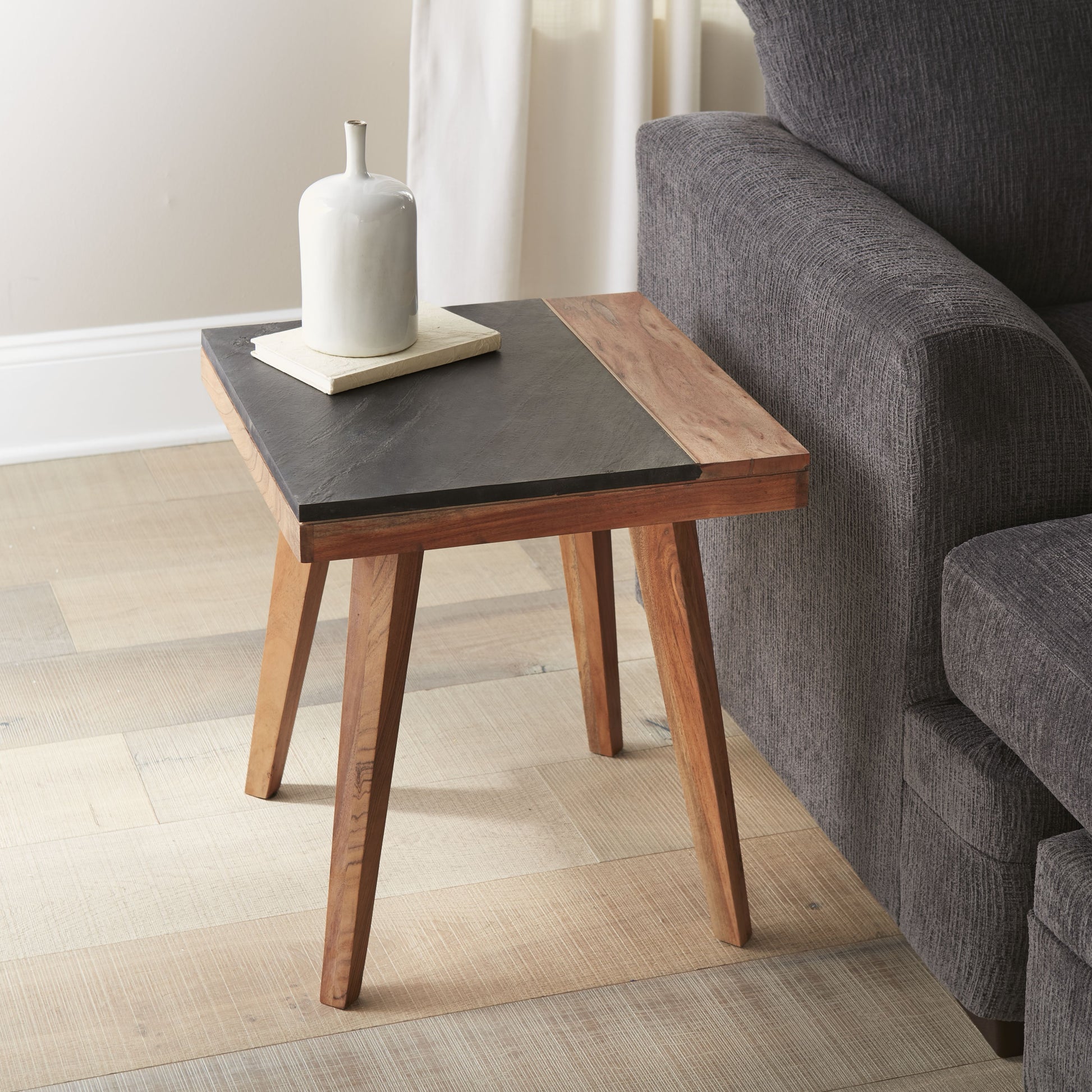 Caspian Square End Table Brown Brown Wood
