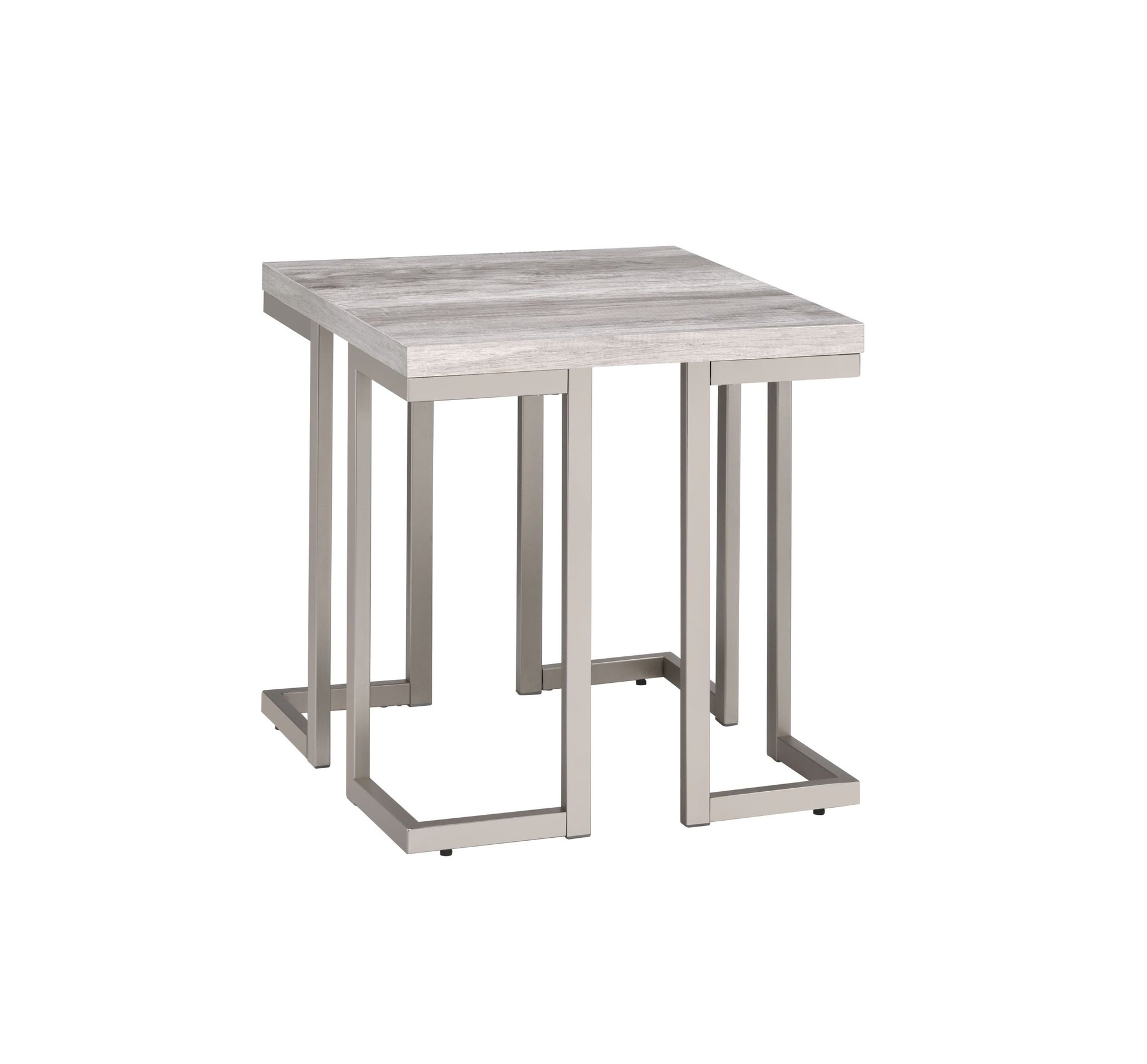 David End Table White White Iron