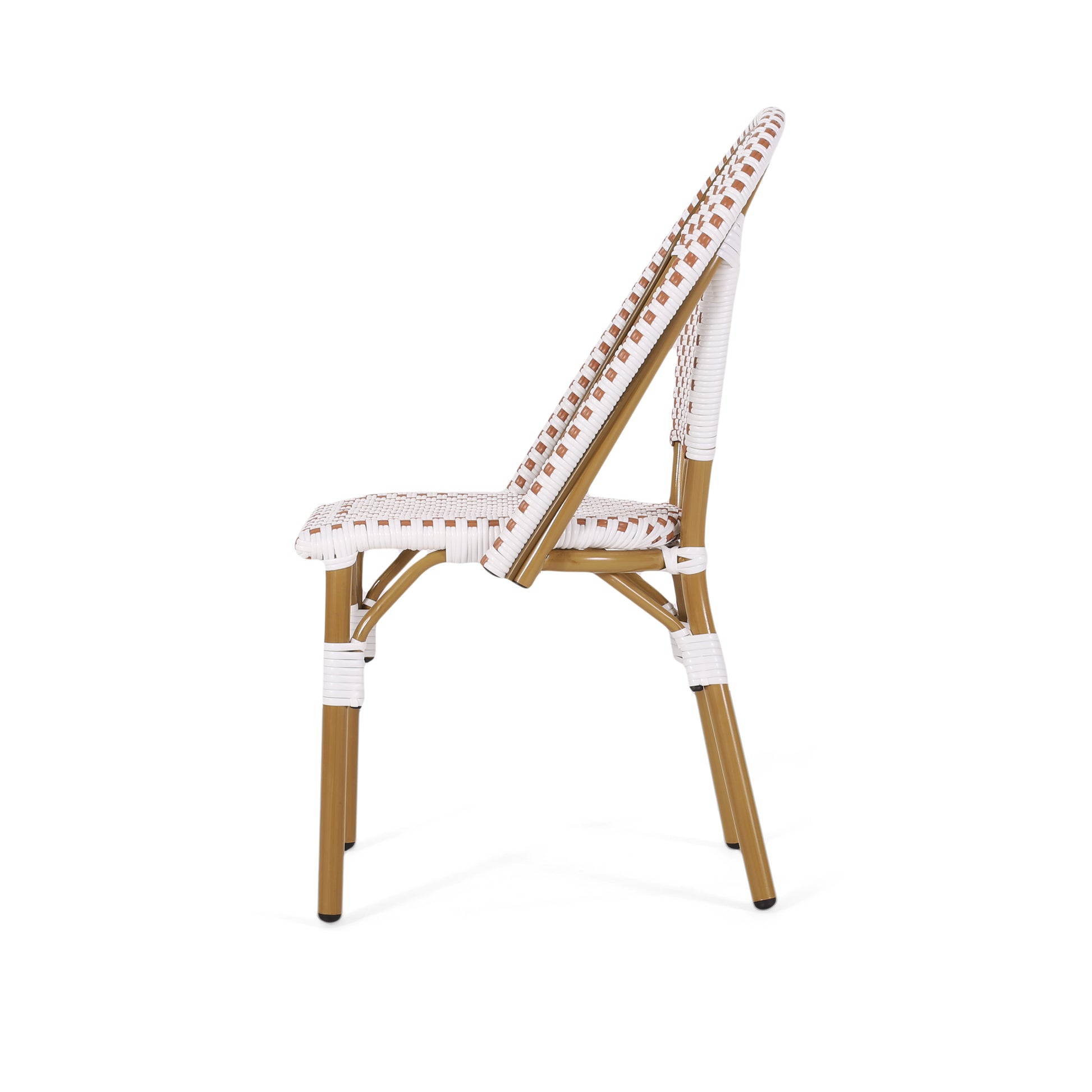 French Bistro Chair Brown White Rattan