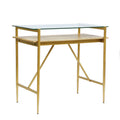 Console Table Honey Wood Metal Glass