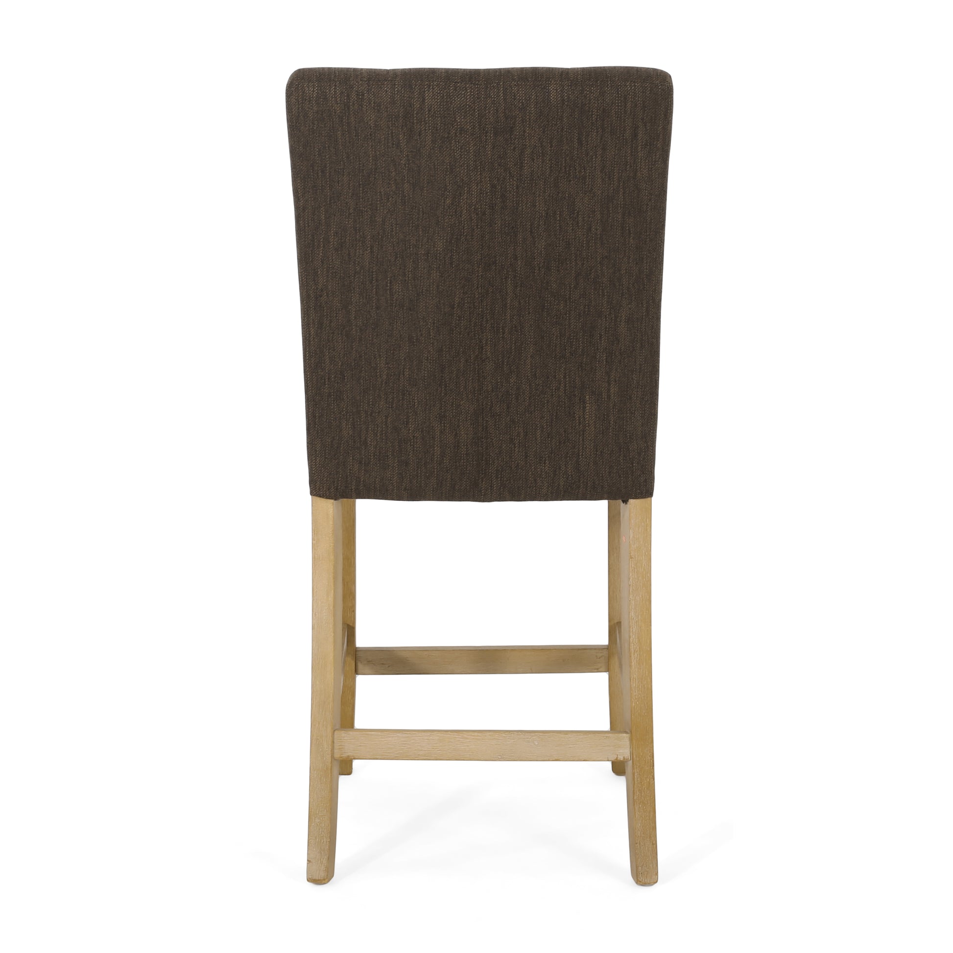 Contemporary Fabric Button Tufted 26 Inch Counter Stools, Set Of 2, Brown Brown Fabric