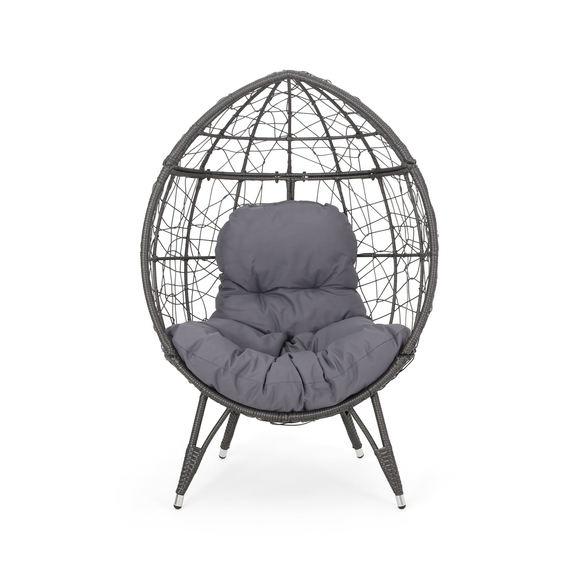 Gianni Teardrop Chair Gray Pe Rattan Iron Waterproof Fabric