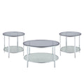 Frostine 3 Piece Table Set Silver Silver Metal