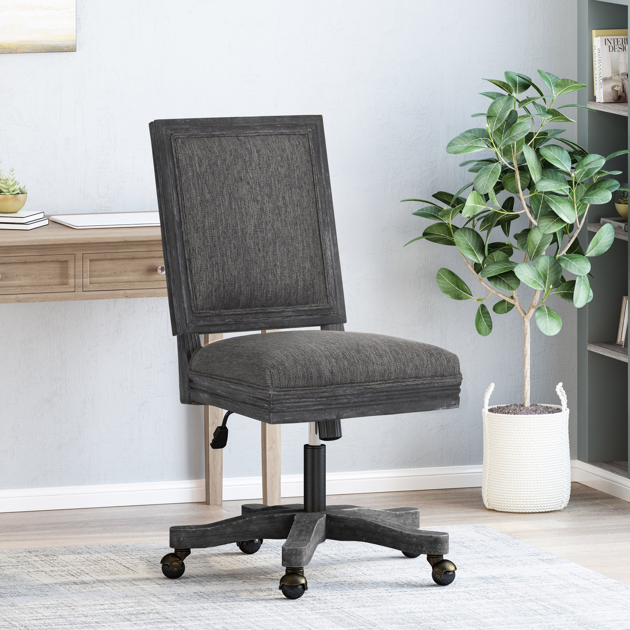 Swivel&Lift Office Chair Grey Fabric