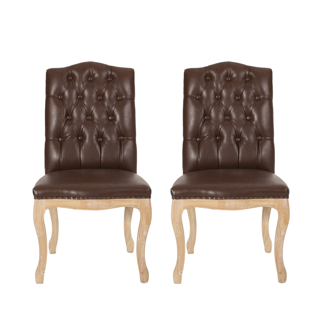 Wembley Tuft Dining Chair Set Of 2 Dark Brown Dining Chairs Pu