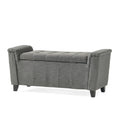 Alden Armed Storage Bench Gray Fabric