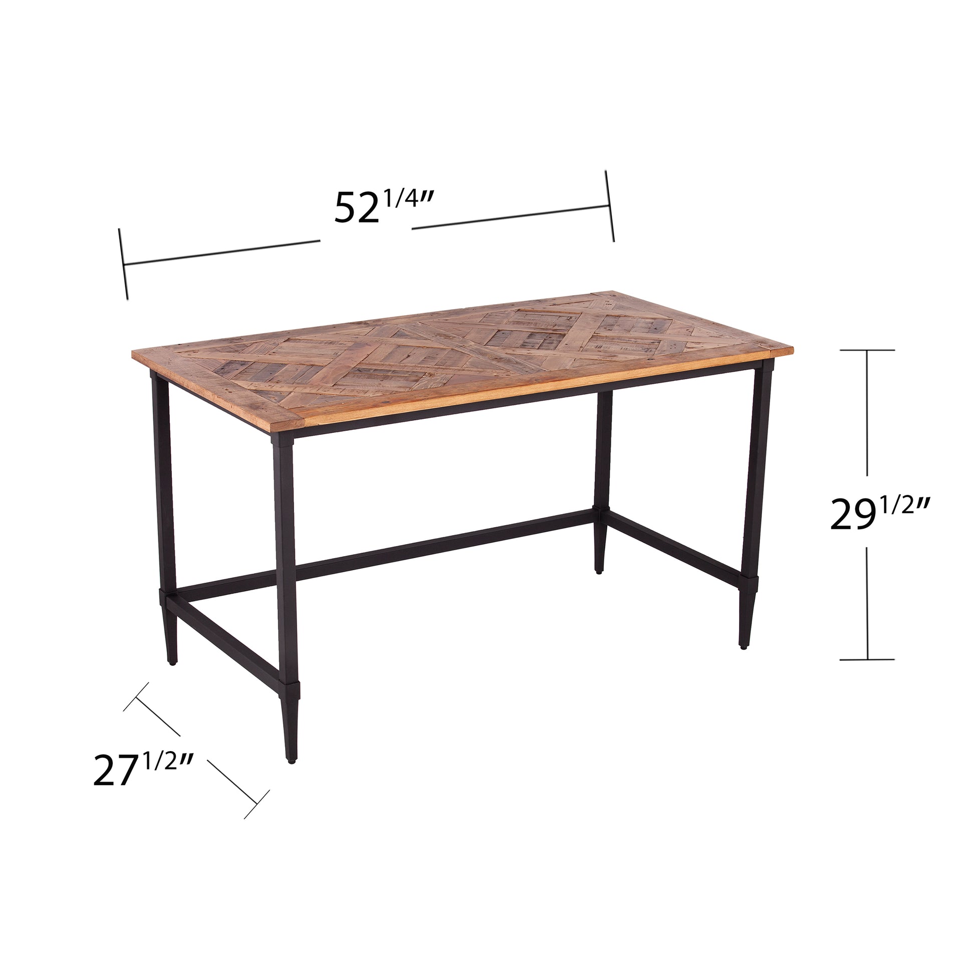 Lawrenny Reclaimed Solid Wood Desk Black Solid Wood