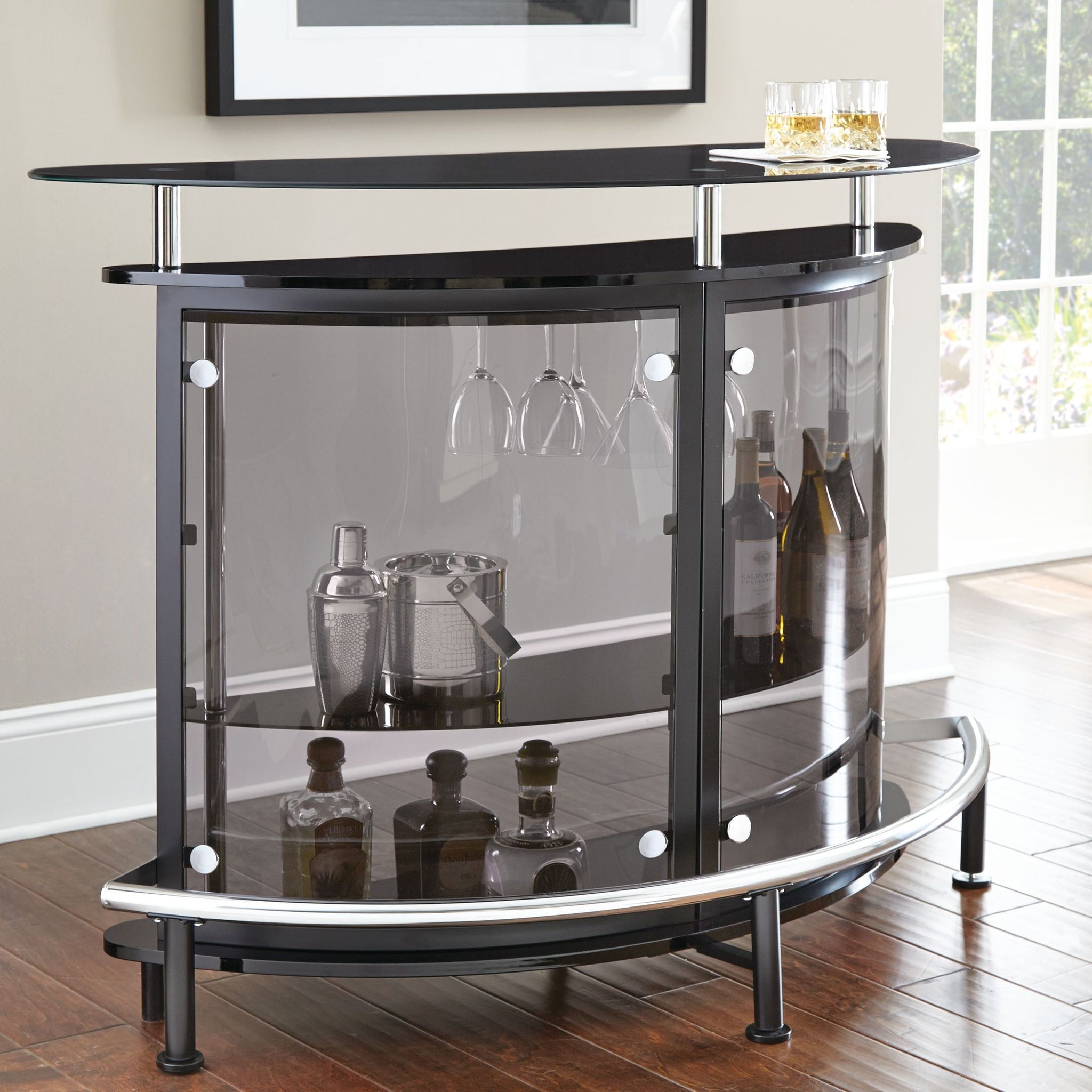 Ariana Bar Table Or Server Black - Black Tempered