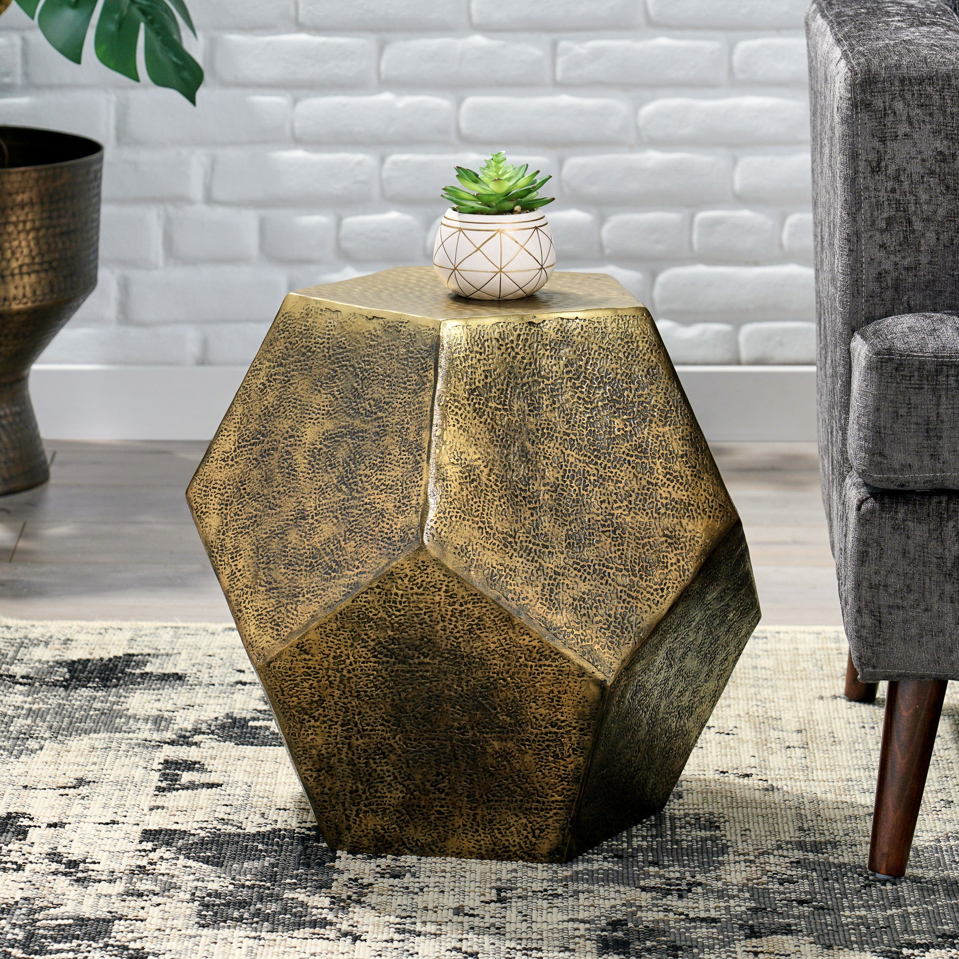 Hexagonal Table Gold Aluminium