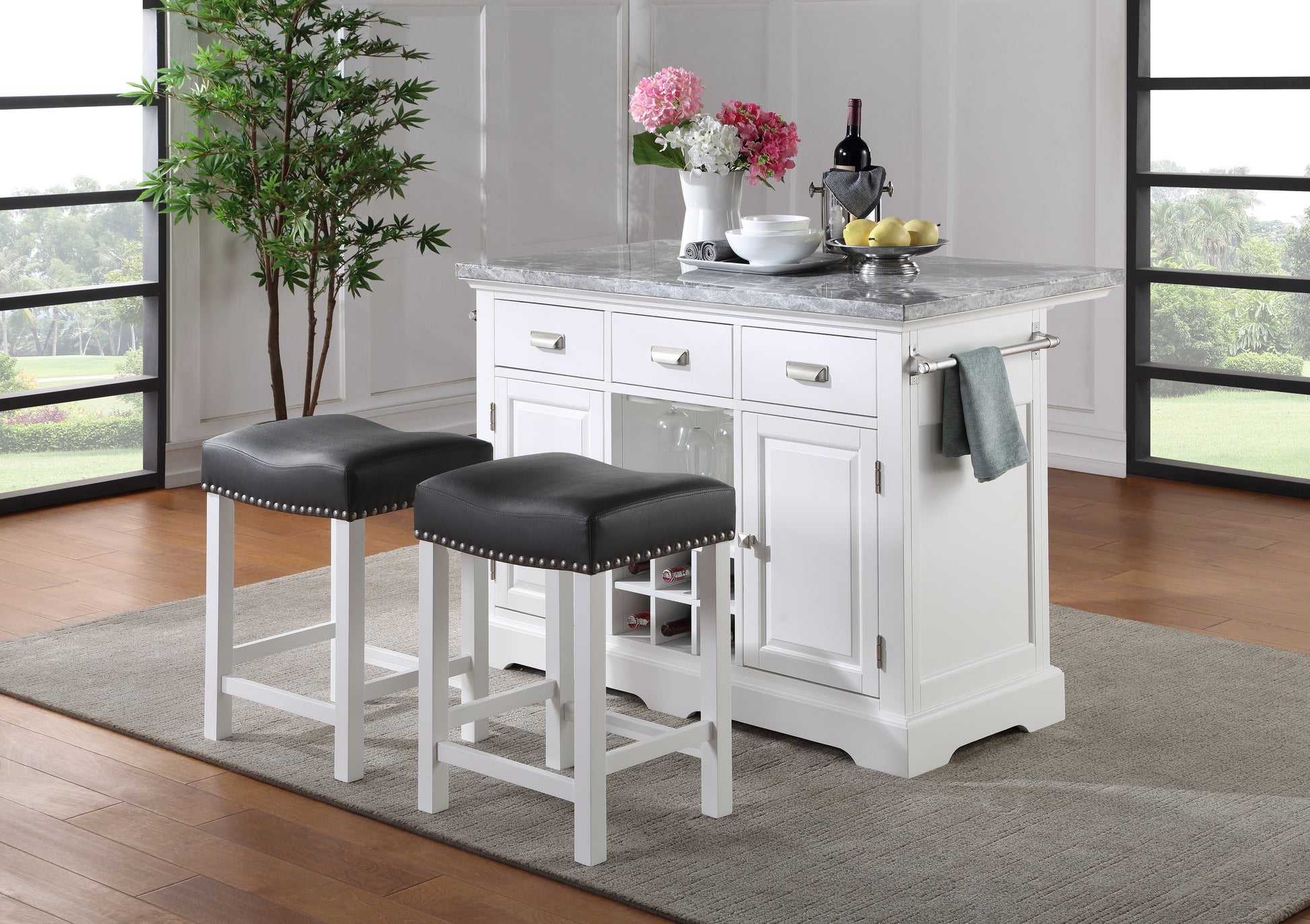 Zermatt Kitchen Island White White Wood