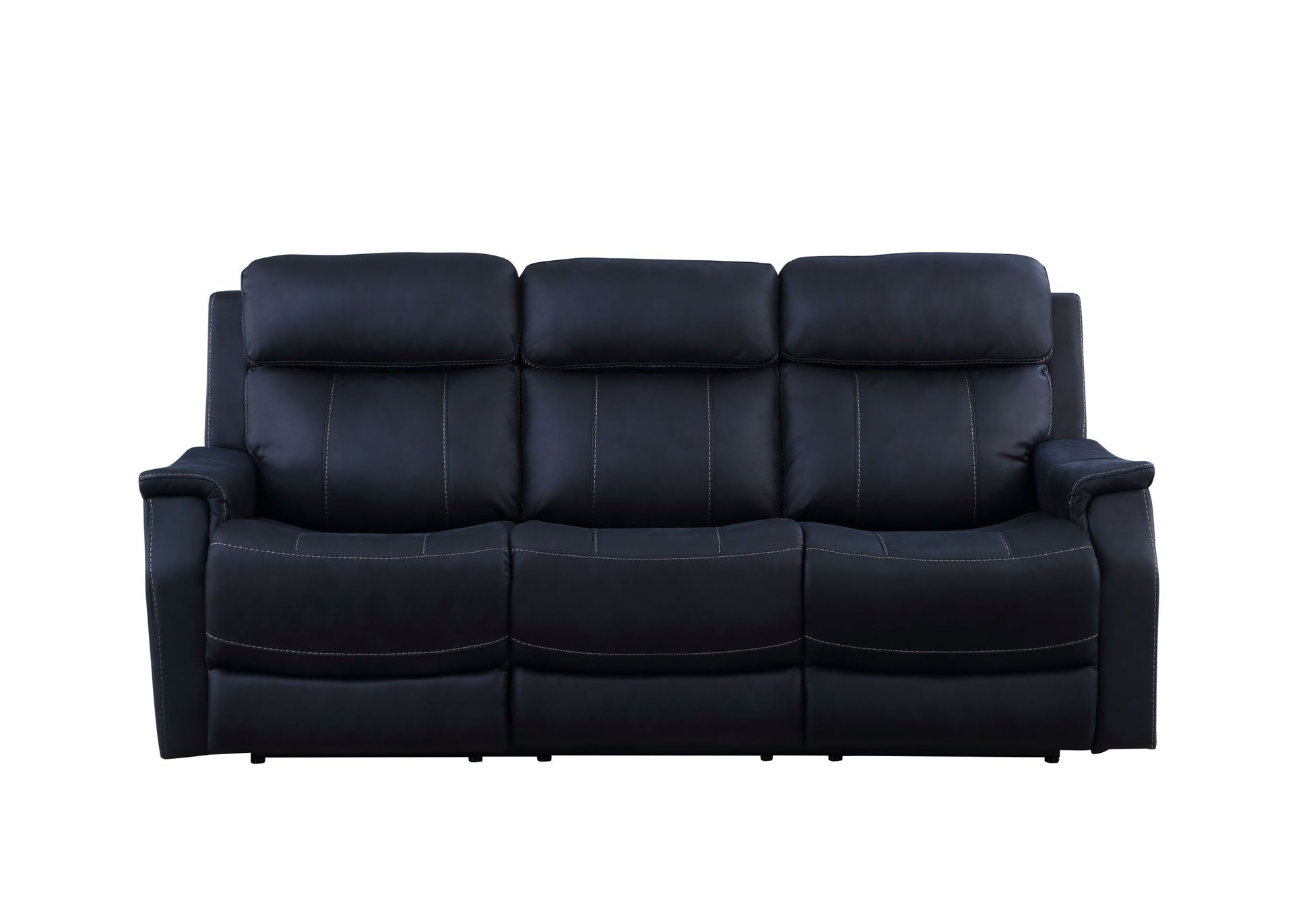 Valencia 3 Piece Dual Power Reclining Living Room Set Black Blue Faux Leather