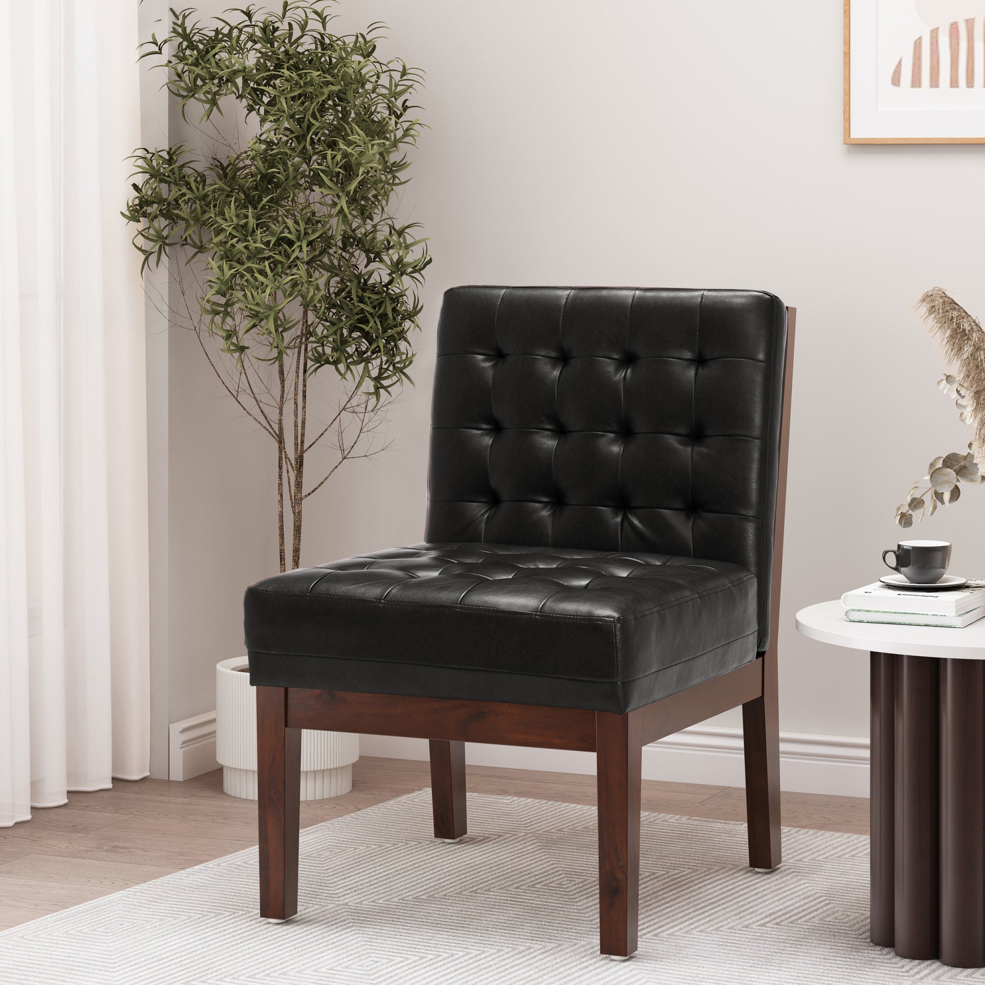 Accent Chair Black Pu