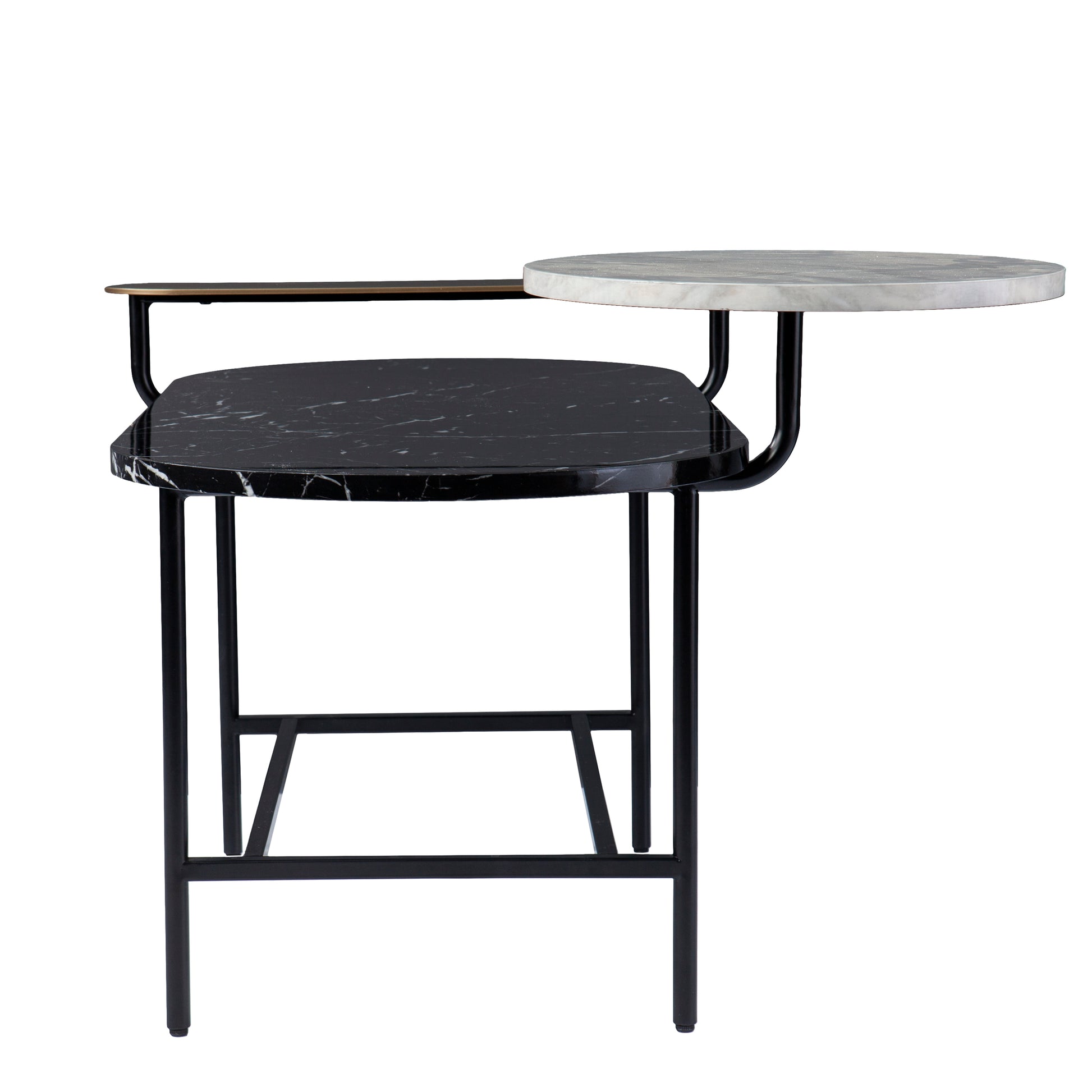 Arcklid Faux Marble Cocktail Table W Storage Black Iron