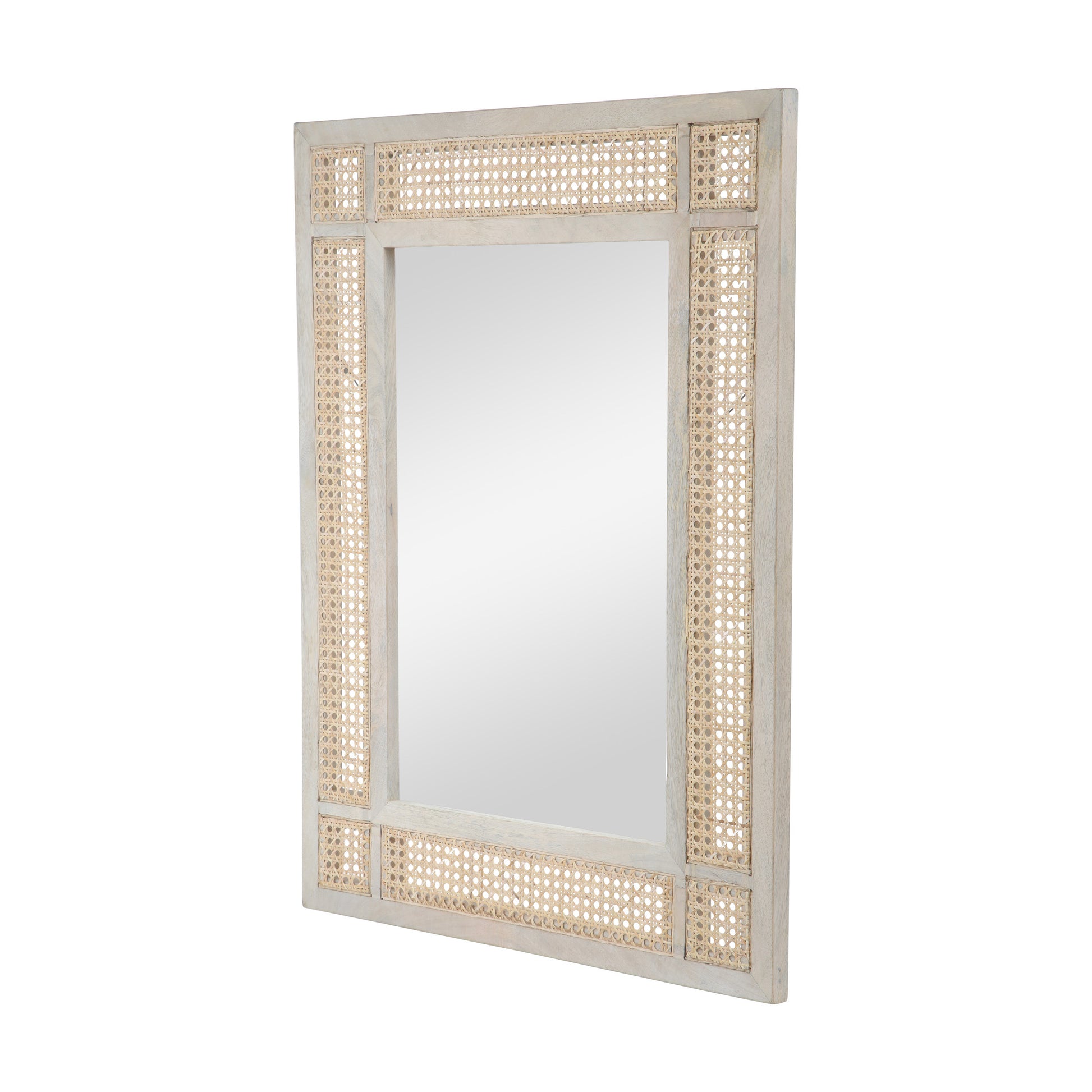 Mango Wood Mdf Cane Fitted Mirror Natural Wood