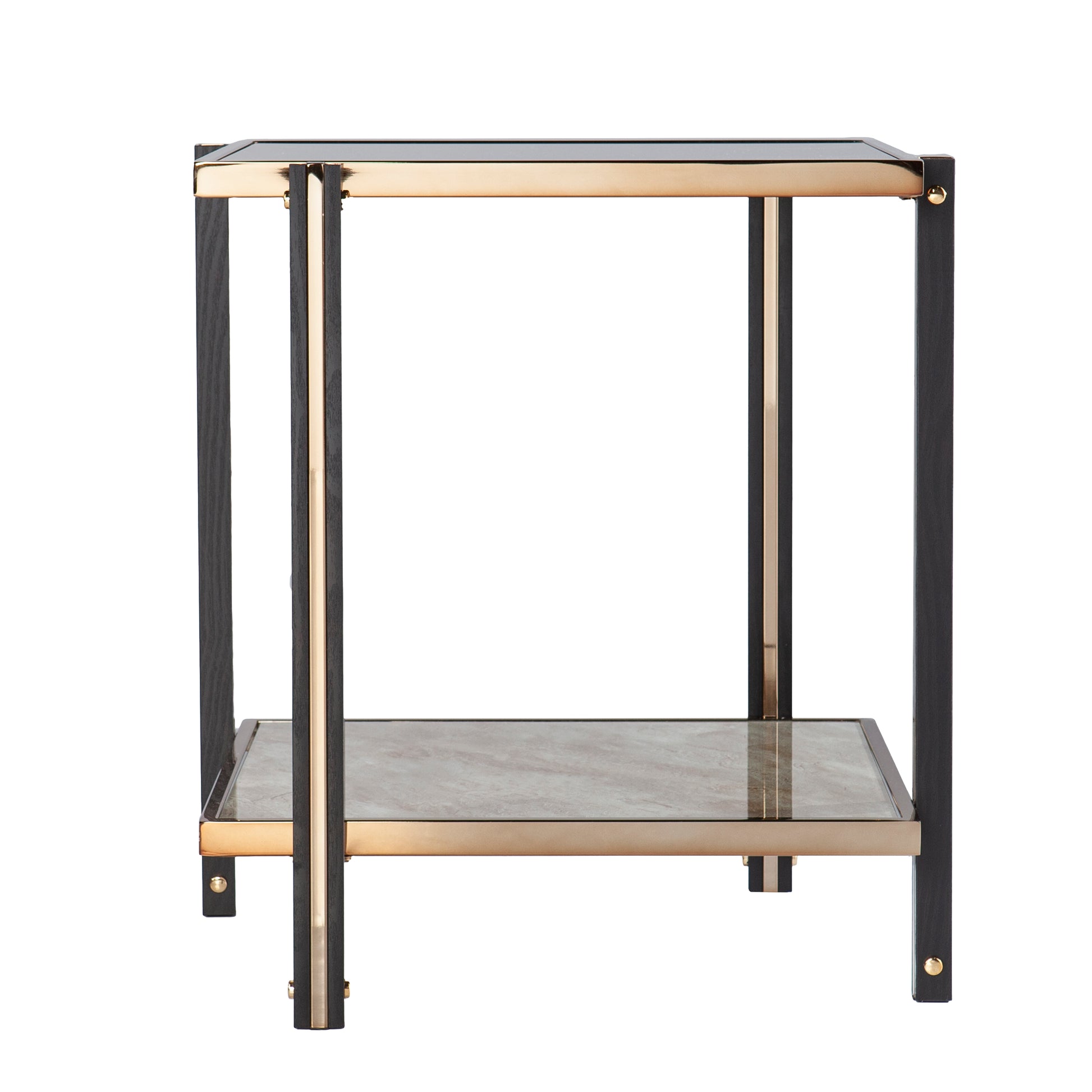 Thornsett End Table W Mirrored Top Champagne Mdf