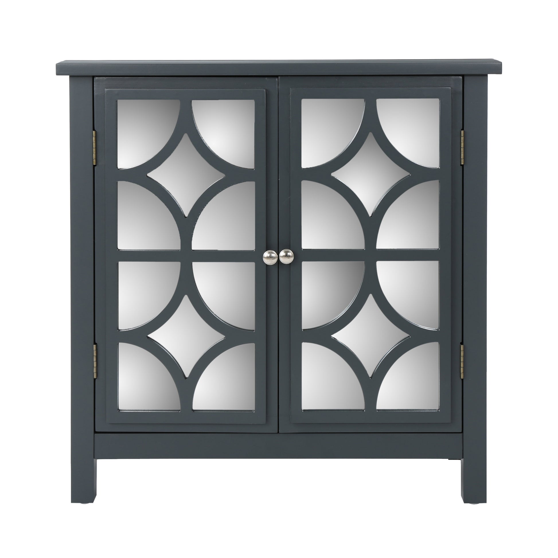 Firwood Mirror Finished Double Door Cabinet, Charcoal Grey Charcoal Grey Wood