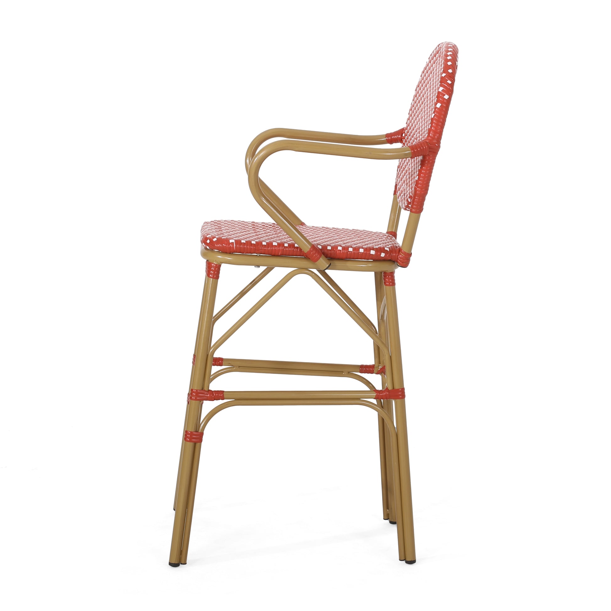 Barstool Red Plaid Wicker