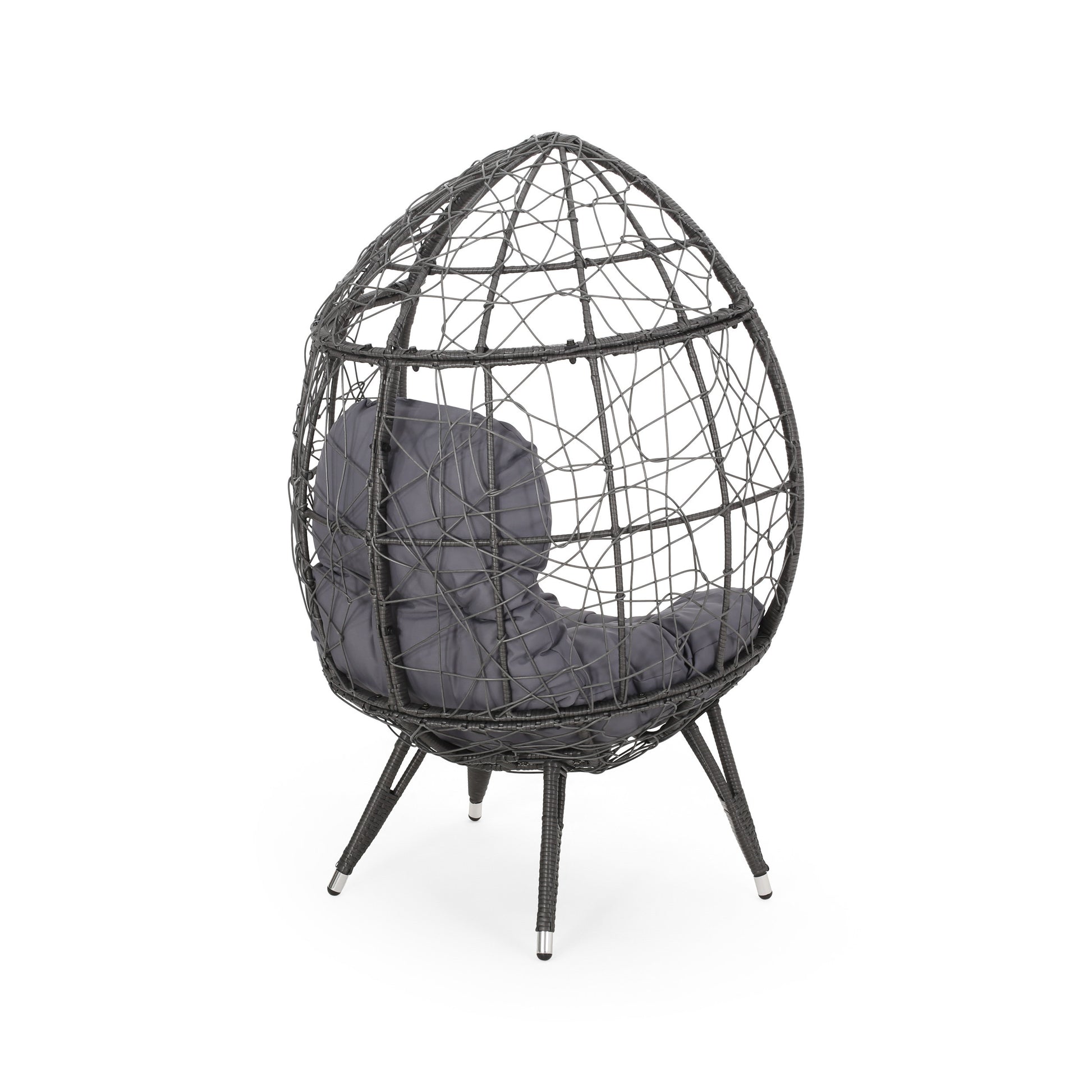 Gianni Teardrop Chair Gray Pe Rattan Iron Waterproof Fabric