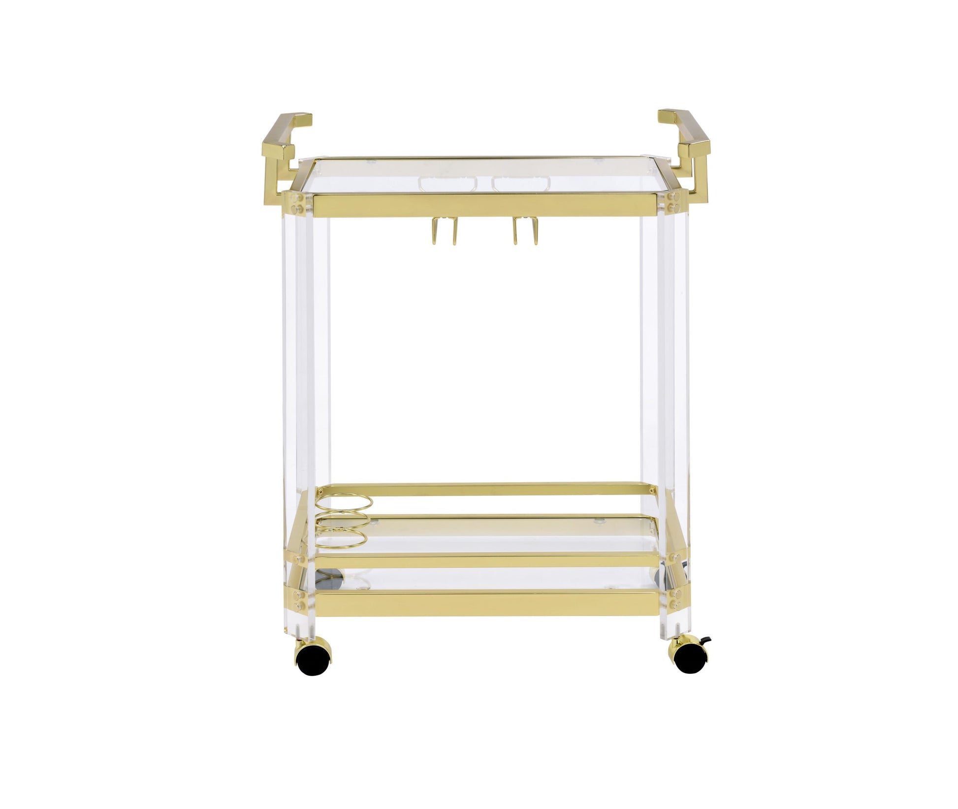 Aerin Server Cart With Casters Gold - Gold Iron