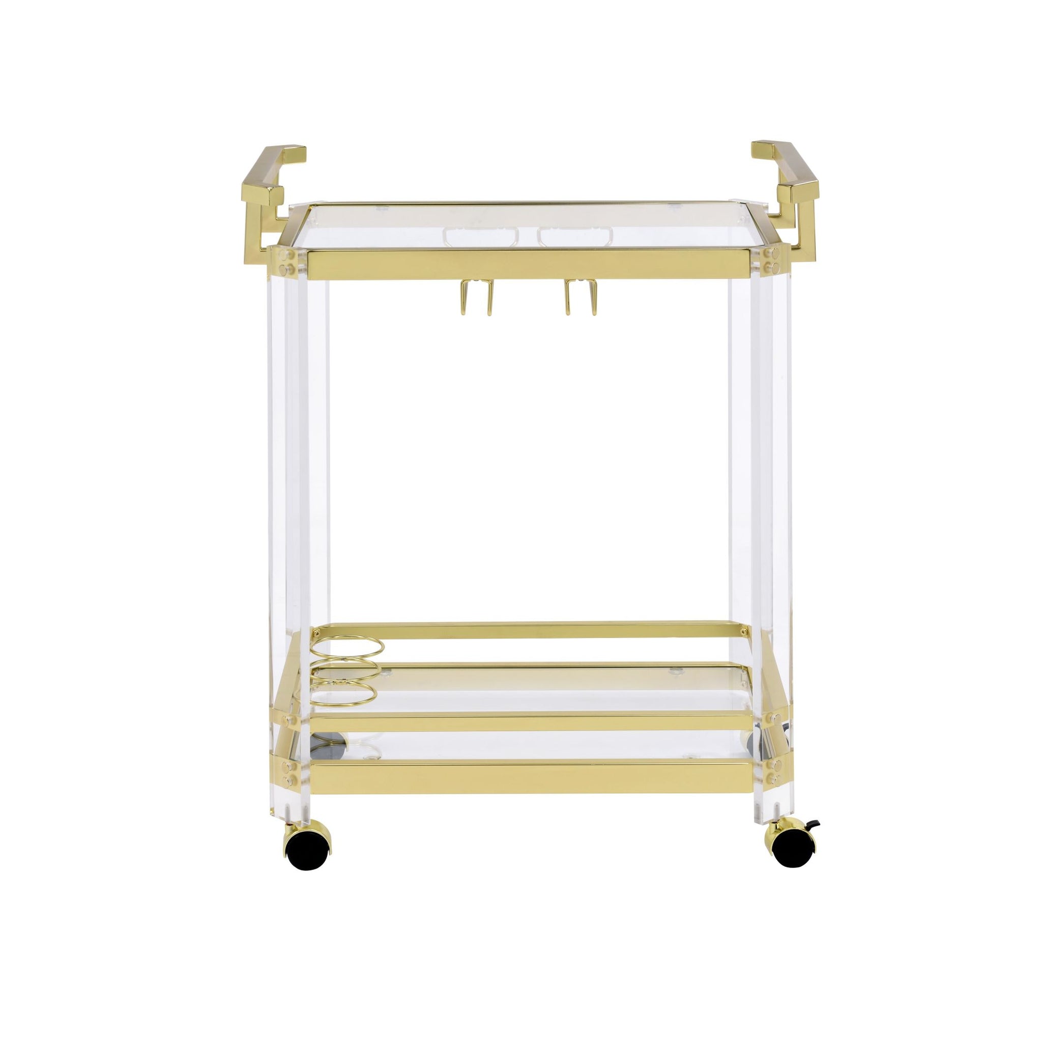 Aerin Server Cart With Casters Gold - Gold Iron