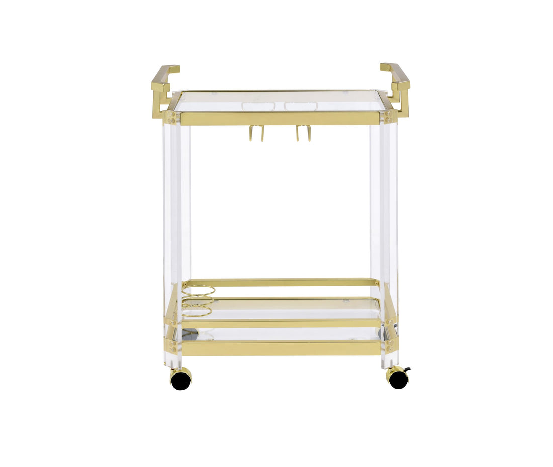 Aerin Server Cart With Casters Gold Gold Iron