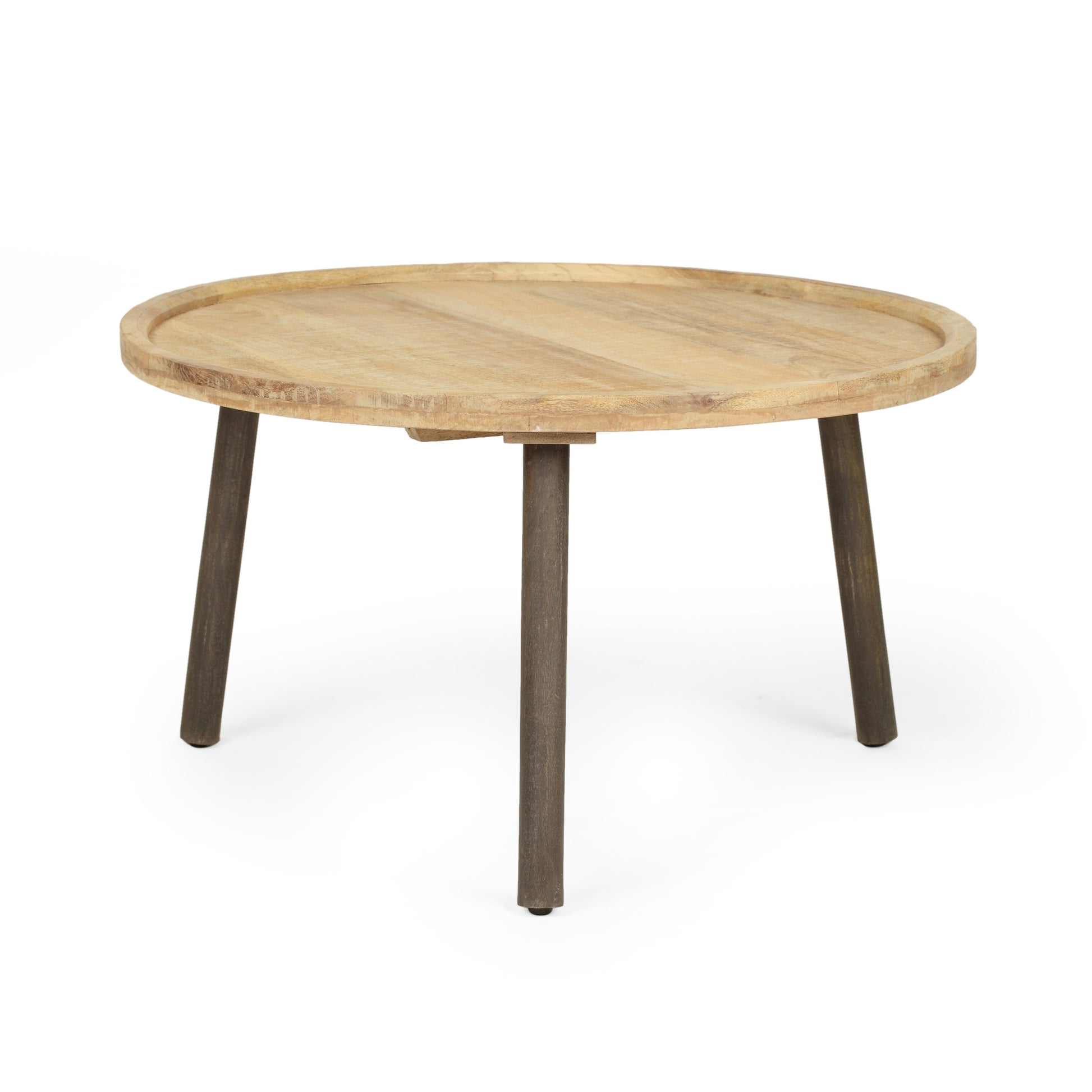 Round Table K D Natural Black Wood