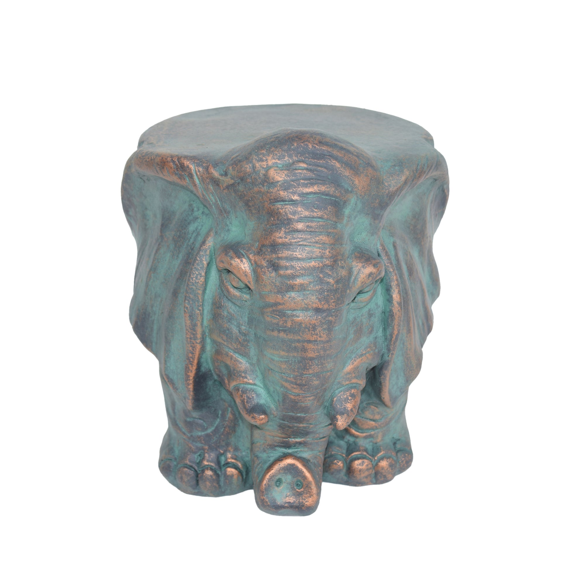 Elephant Garden Stool, Copper Patina Lots Of Scene Pictures Bronze Magnesium Oxide