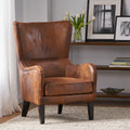 Hi Back Studded Chair,Arm Chair,Living Room, Study And Bedroom Brown Fabric