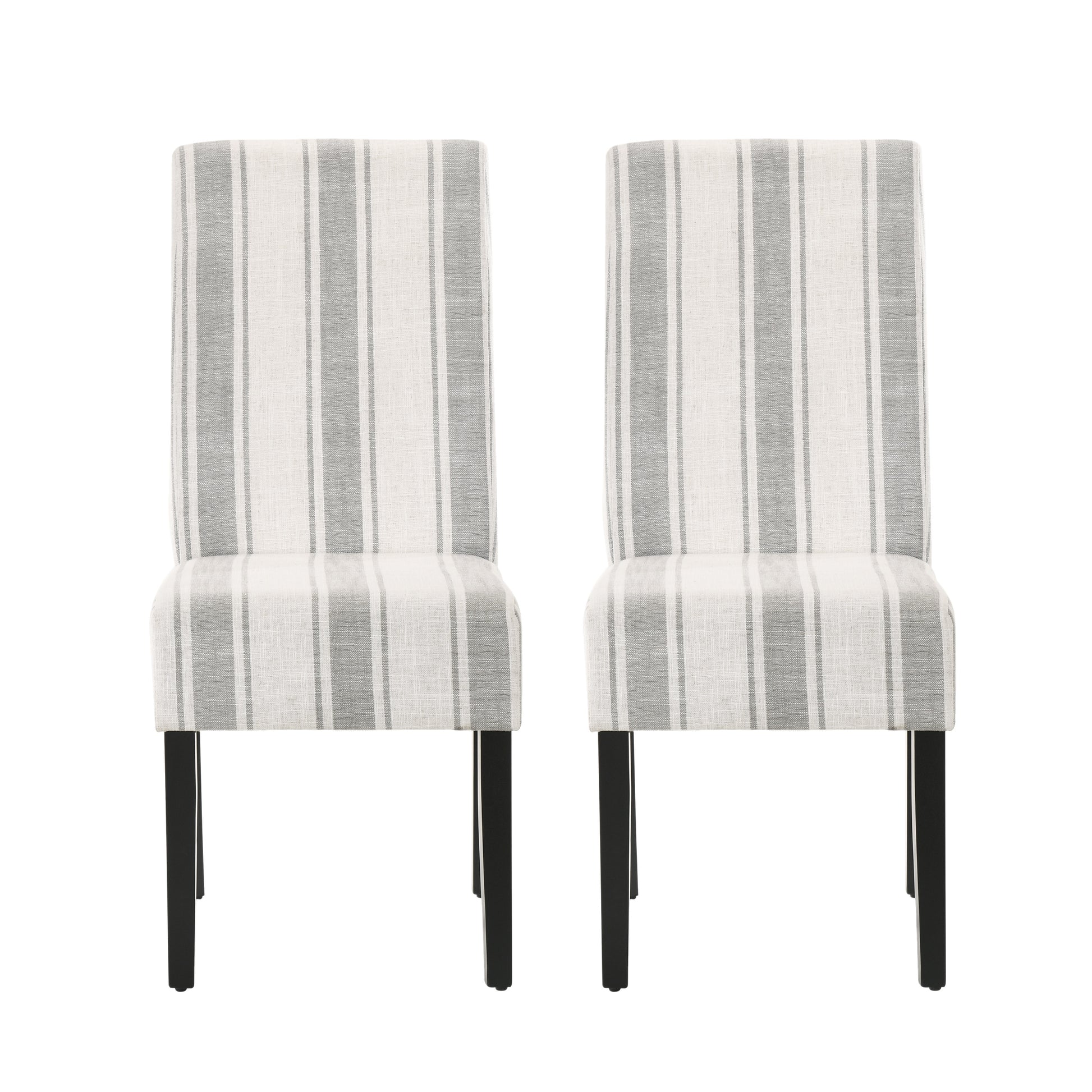 Dining Chair Grey Stripe Fabric