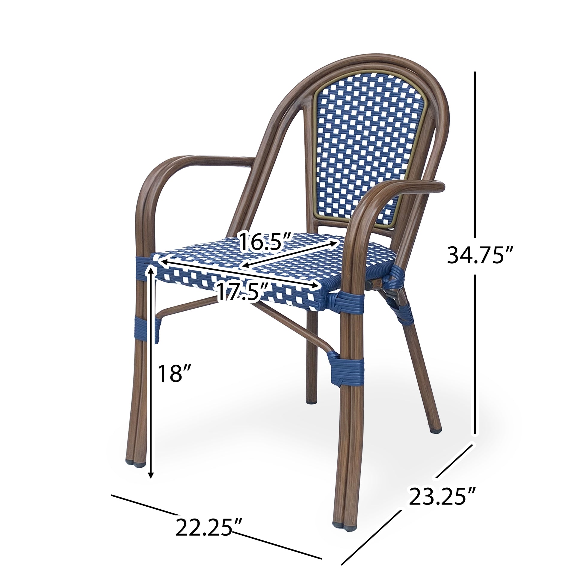 Bistro Chair White Navy Rattan