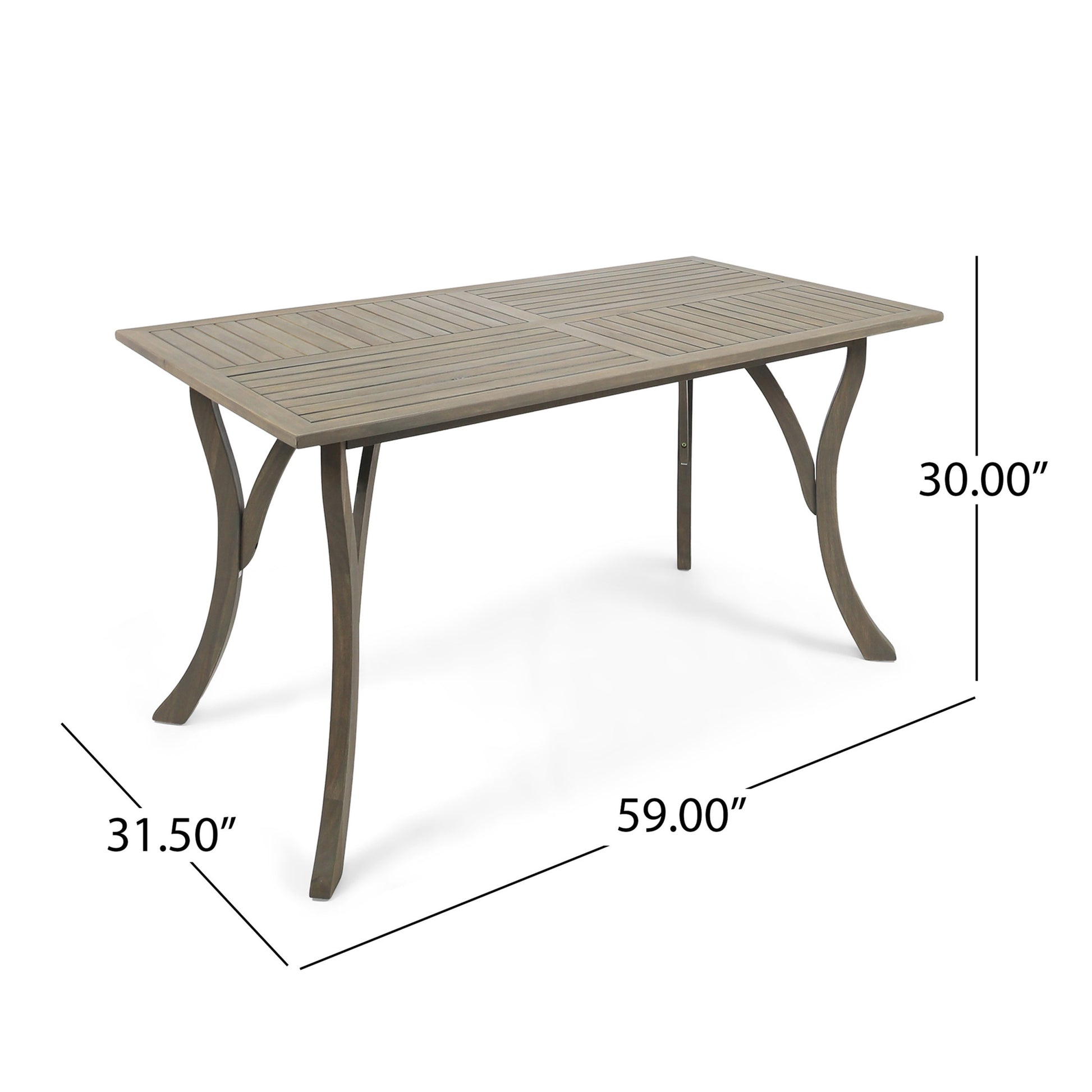 Ectangular Wood Table Grey Acacia Wood