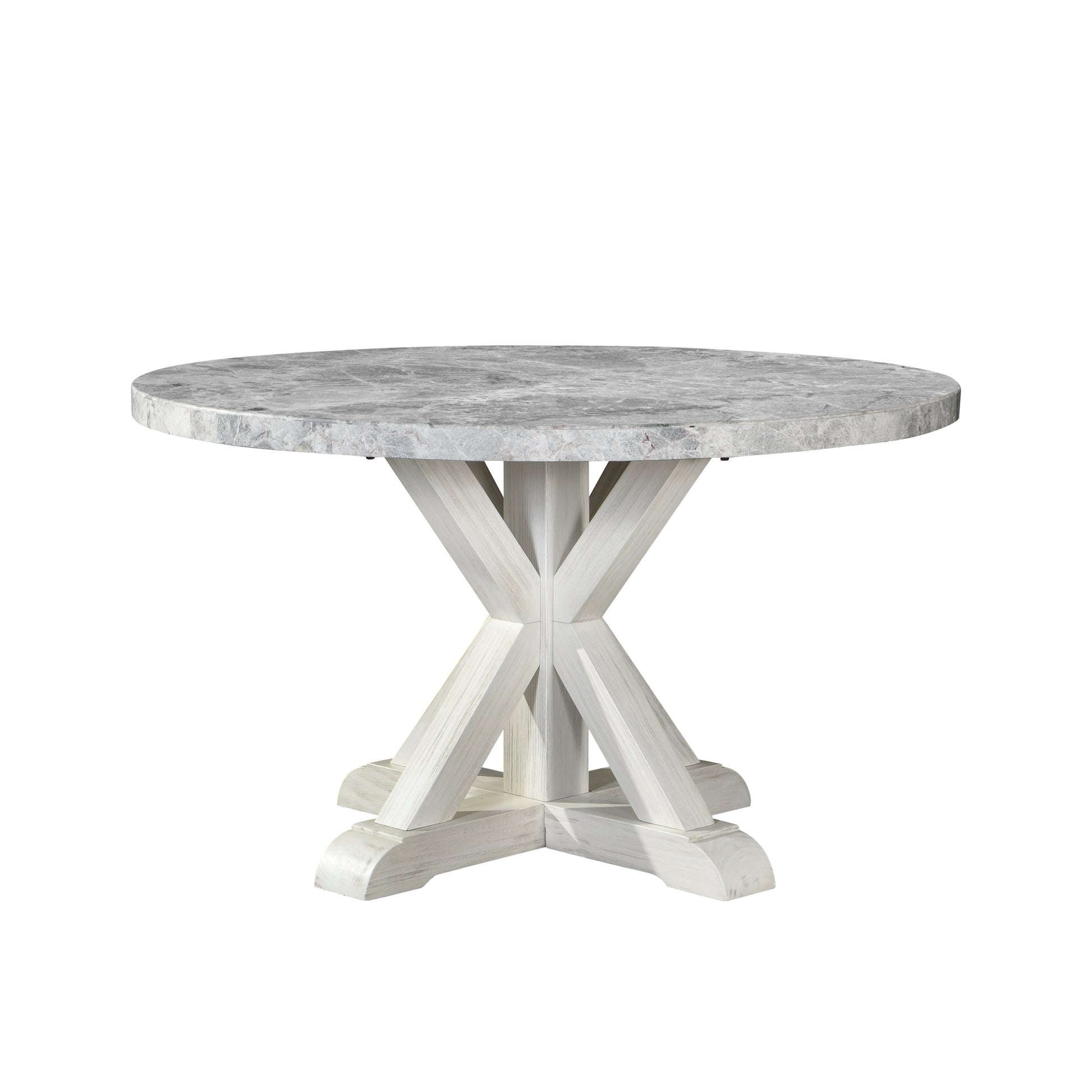 Canova Round Marble Top Table Gray Silver White Wood
