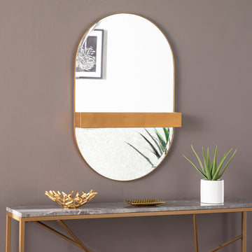 Melston Decorative Mirror W Storage Gold Iron
