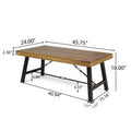 Outdoor Acacia Wood Coffee Table, Teak Finish Rustic Metal Brown And Black, 27.25