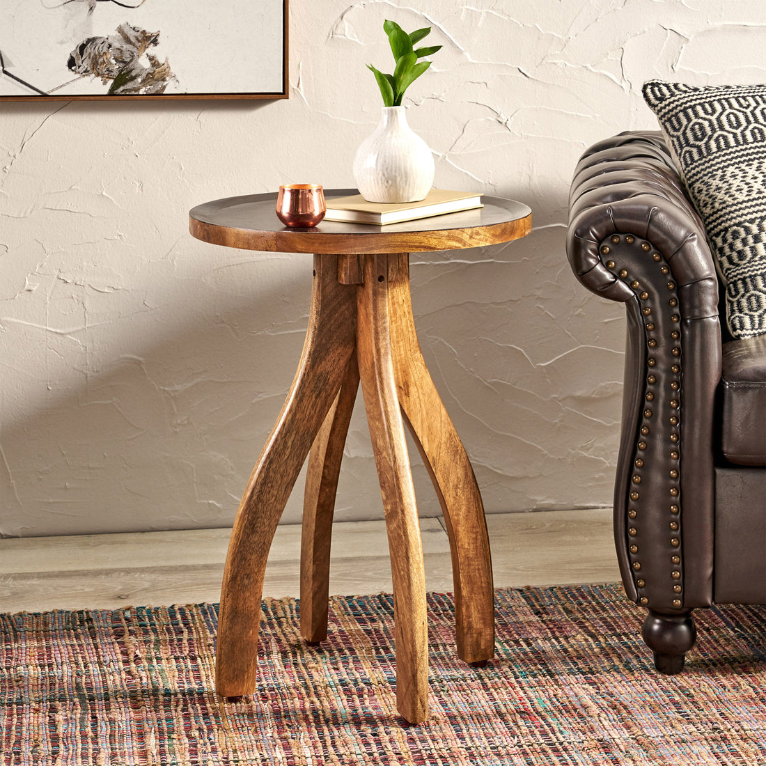 End Table Wood Wood Synthetic Wood